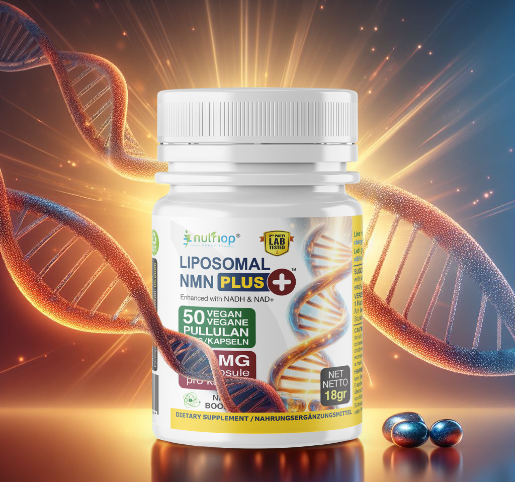 Nutriop Longevity® Max Strength LIPOSOMAL NMN PLUS +, verbessert mit NADH & NAD+ - 360mg hochwirksame Kapseln (50 Stück) - 18g-3