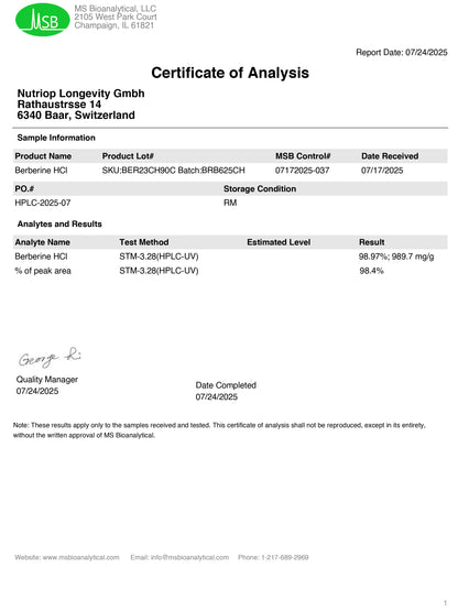 Nutriop Longevity® Bio-Enhanced Berberin HCL mit reinem organischem Piperin und Traubenkernextrakt - 865 mg pro Portion (x45)-2