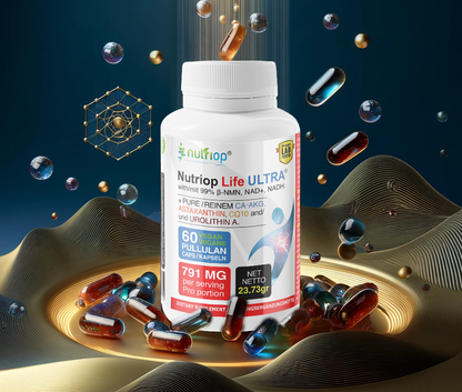 Bio-Enhanced Nutriop Longevity® Life ULTRA mit NADH, NAD+, CQ10, ASTAXANTHIN und CA-AKG - 791mg pro Portion (x30)-2