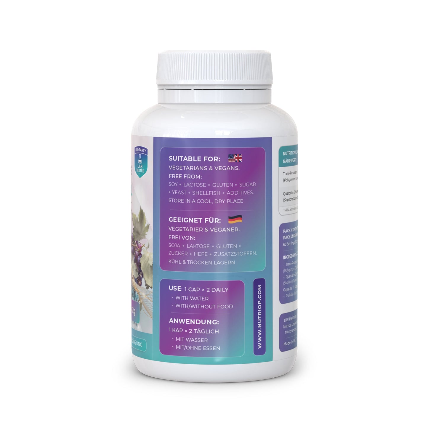 Bio-Enhanced Nutriop Longevity® Resveratrol mit reinem Quercetin - 700 mg Kapseln (x60)-4