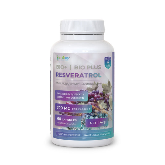 Bio-Enhanced Nutriop Longevity® Resveratrol mit reinem Quercetin - 700 mg Kapseln (x60)-0
