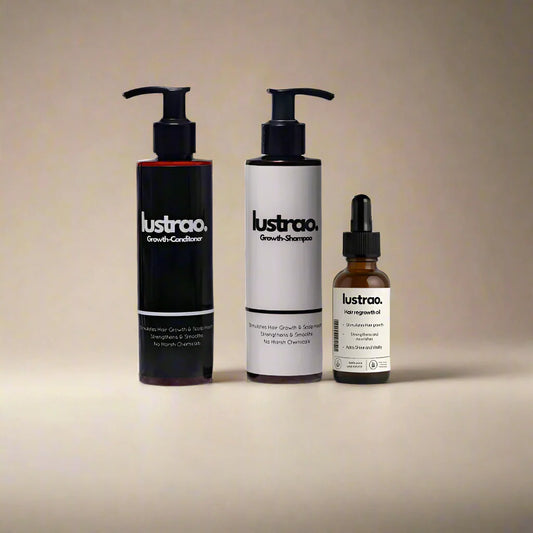 Lustrao Hair Growth Trio – 3er-Set für Haarwachstum (Shampoo, Conditioner, Öl)