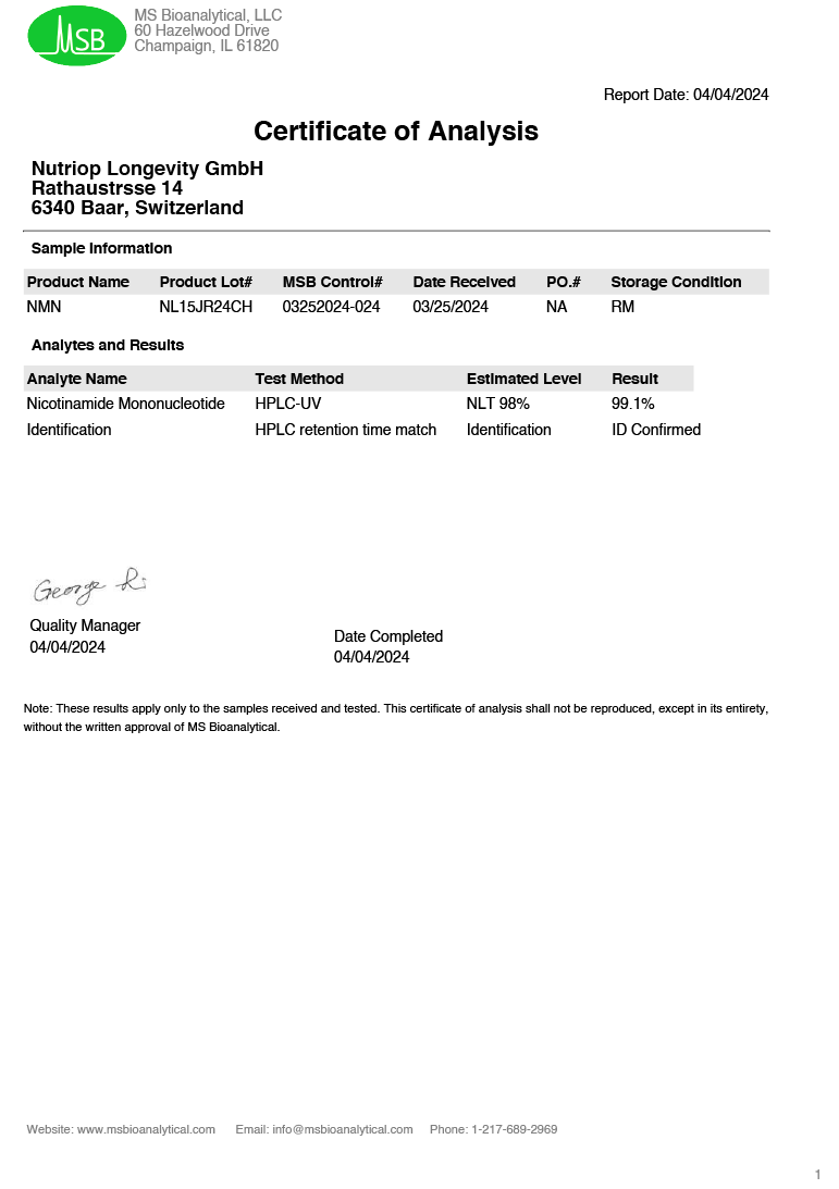 Nutriop Longevity® PURE-NMN Nicotinamid-Mononukleotid Extreme Potenz sublinguales Pulver - 30 Gramm-4