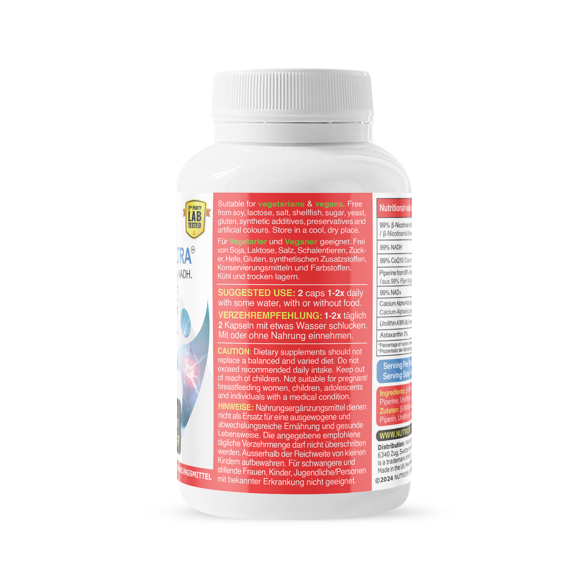Bio-Enhanced Nutriop Longevity® Life ULTRA mit NADH, NAD+, CQ10, ASTAXANTHIN und CA-AKG - 791mg pro Portion (x30)-3