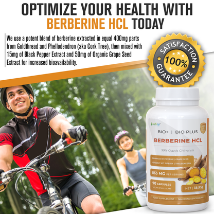 Nutriop Longevity® Bio-Enhanced Berberin HCL mit reinem organischem Piperin und Traubenkernextrakt - 865 mg pro Portion (x45)-4