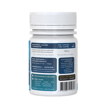 Pure-NMN Nicotinamide Mononucleotide – Extreme Potency 500mg Capsules (60 count) 