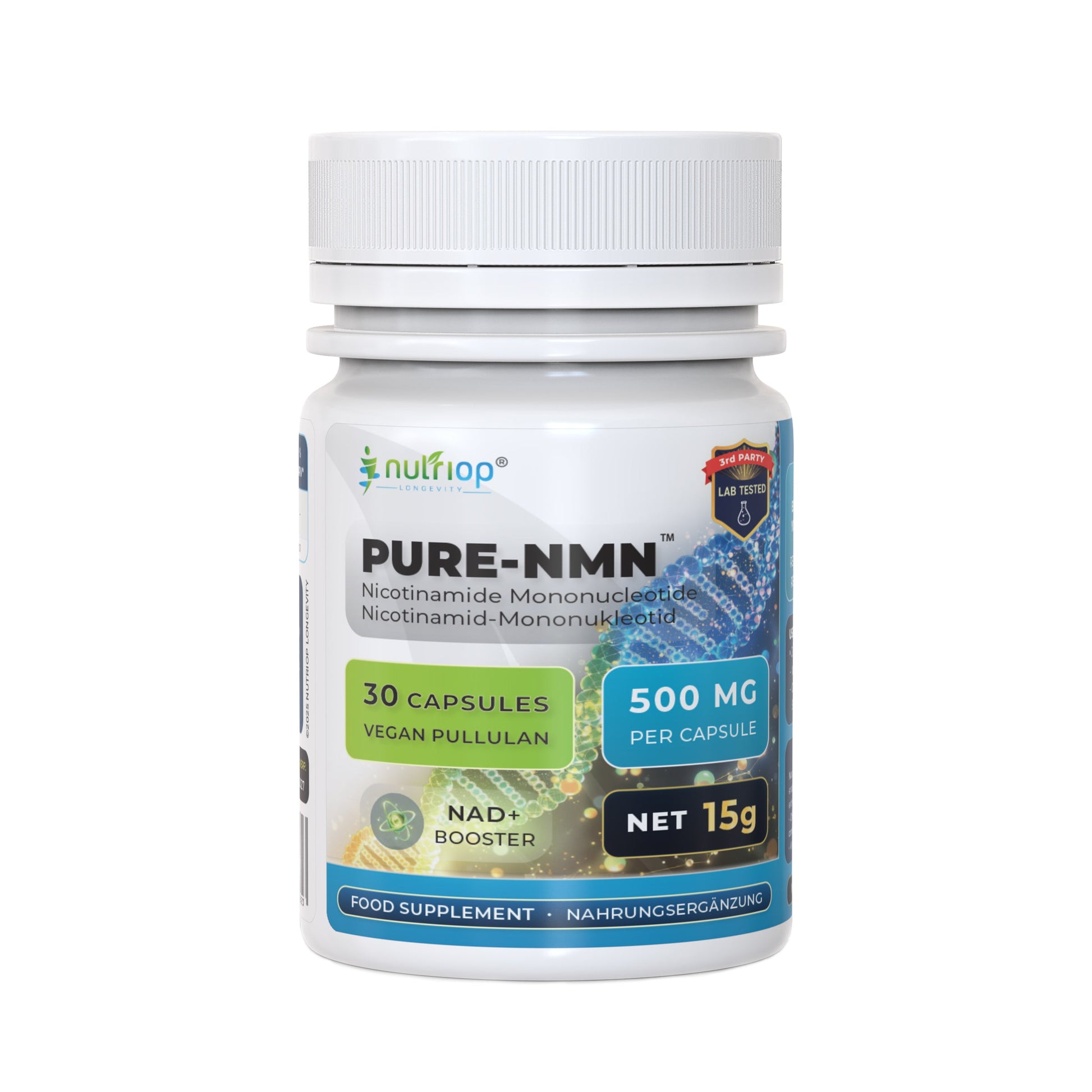 Nutriop Longevity® Pure-NMN Nicotinamid-Mononukleotid Extreme Potenz 500mg Kapseln (x30) - 15 Gramm-0