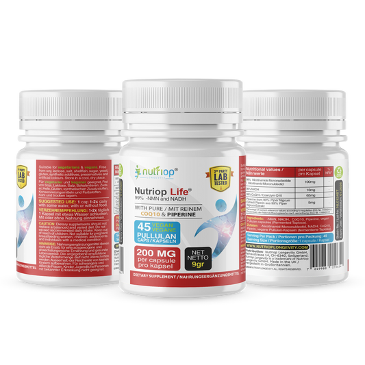 Bio-Enhanced Nutriop Longevity® Leben mit NADH, NMN und CQ10 - Extra Stark - 45 Kapseln-1