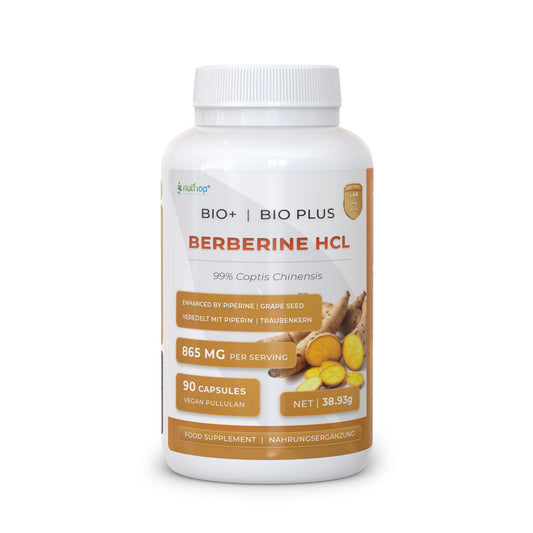 Nutriop Longevity® Bio-Enhanced Berberin HCL mit reinem organischem Piperin und Traubenkernextrakt - 865 mg pro Portion (x45)-0