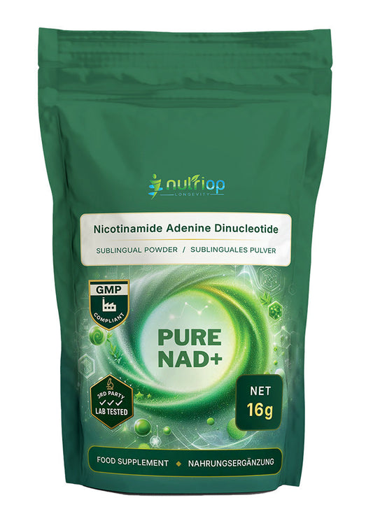 Nutriop Longevity® PURE-NAD+, Nicotinamid-Adenin-Dinukleotid - Extrem potente sublinguale Pulver - 16 Gramm-0
