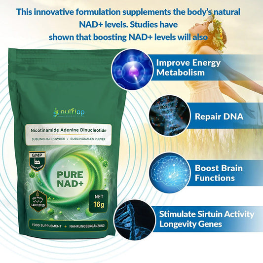 Nutriop Longevity® PURE-NAD+, Nicotinamid-Adenin-Dinukleotid - Extrem potente sublinguale Pulver - 16 Gramm-1
