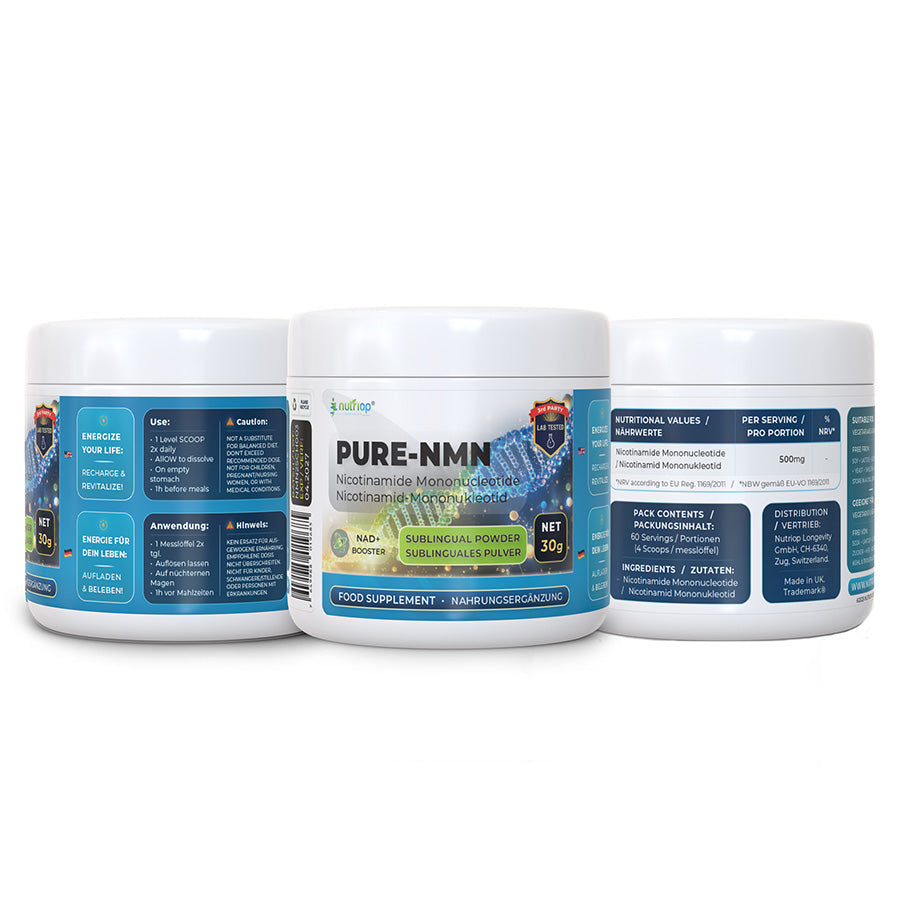 Nutriop Longevity® PURE-NMN Nicotinamid-Mononukleotid Extreme Potenz sublinguales Pulver - 30 Gramm-1